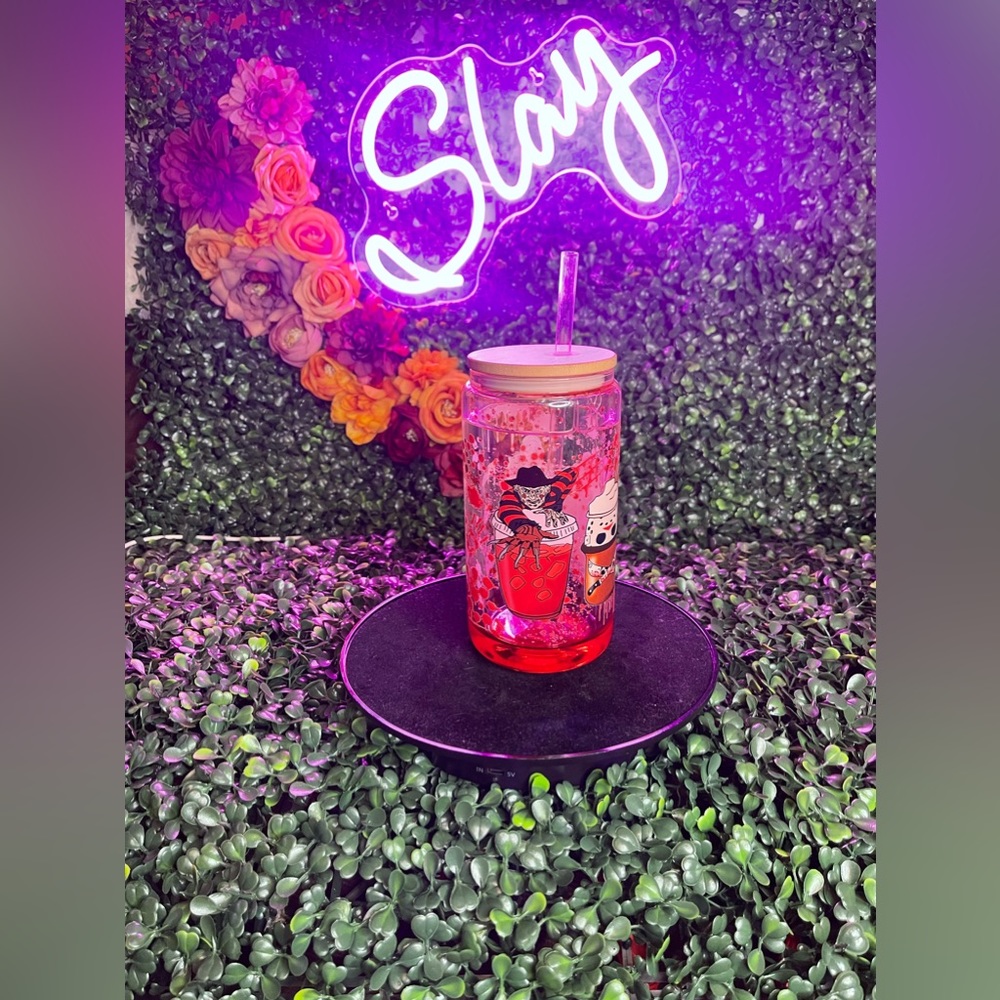 Handcrafted Halloween Friends Snowglobe Tumbler